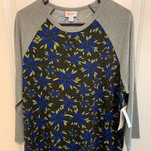 Lularoe Gray and Blue Floral Randy Size XL
